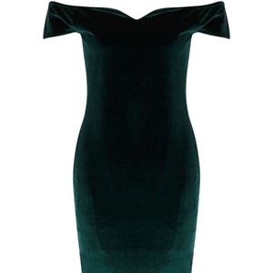 Green Velvet off the shoulder midi dress